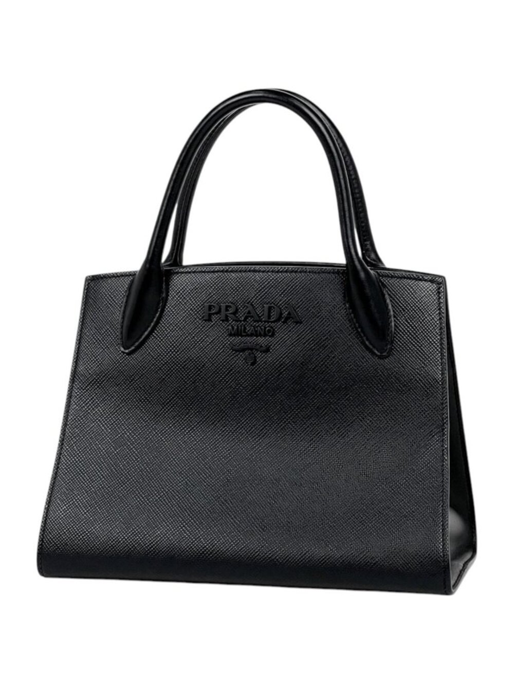 Prada Handbag Monochrome 2-Way Saffiano Leather Nero